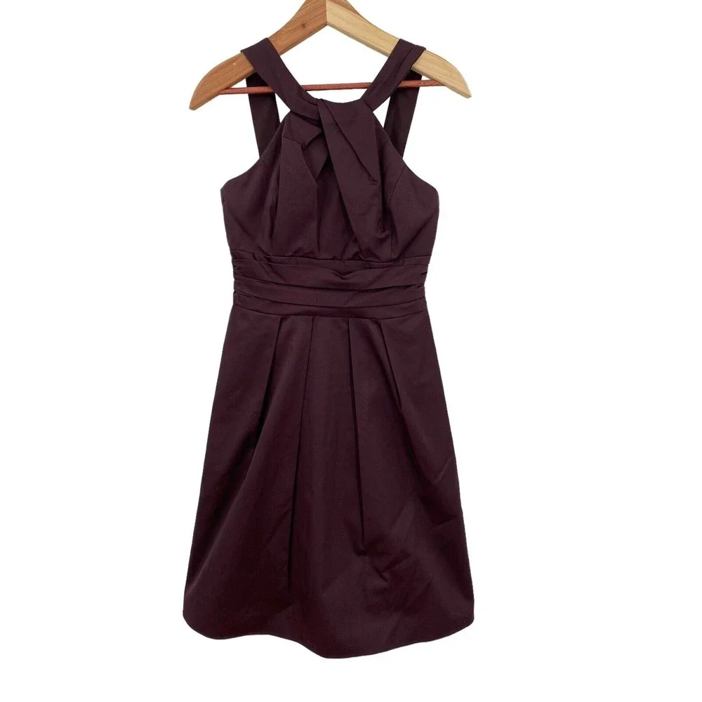 David's Bridal | Dresses | Davids Bridal Dress Size 4 Style 8369 Y  Neck Truffle Brown Bridesmaid Sateen | Poshmark